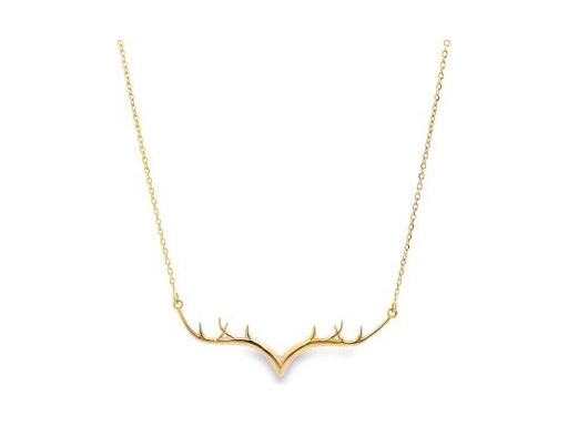 18K Yellow Gold Antler Pendant Necklace